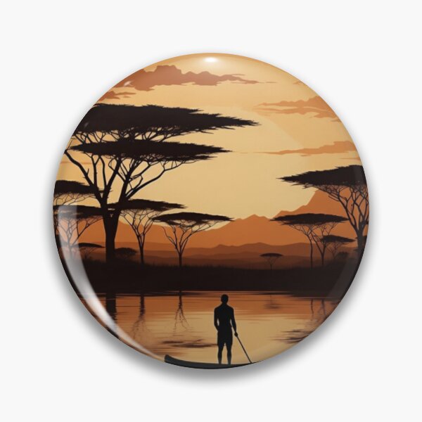 Item preview, African Sunset Canoe Wall Art | Safari Lake Landscape Printable designed and sold by GalleryPeak.
