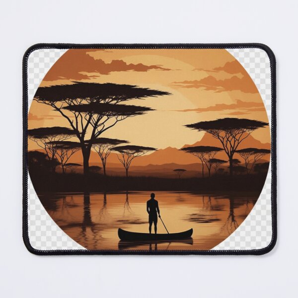 Item preview, African Sunset Canoe Wall Art | Safari Lake Landscape Printable designed and sold by GalleryPeak.