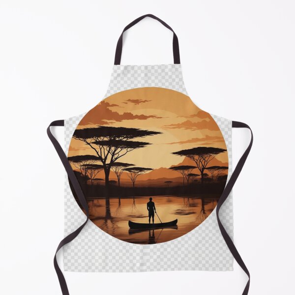 Item preview, African Sunset Canoe Wall Art | Safari Lake Landscape Printable designed and sold by GalleryPeak.