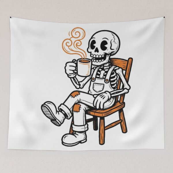 Item preview, Skeleton Drinking Coffee Everything Is Fine Sarcastic designed and sold by CozyDesignsCo.