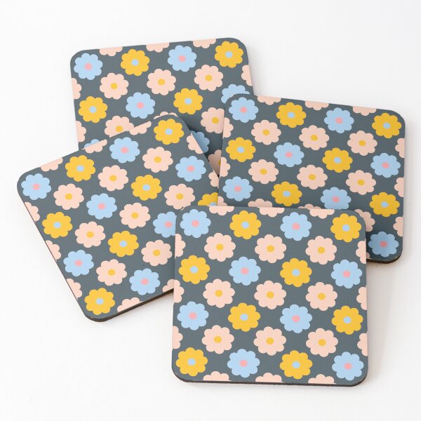 Item preview, Retro Daisy Meadow Pattern | Pastel Floral Repeat in Pink, Blue & Mustard designed and sold by David Speed Design.