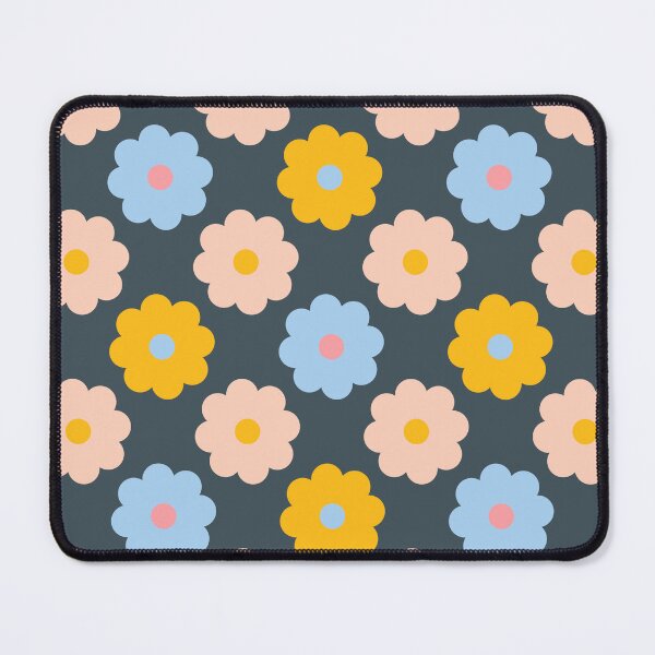 Item preview, Retro Daisy Meadow Pattern | Pastel Floral Repeat in Pink, Blue & Mustard designed and sold by David Speed Design.