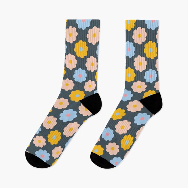 Item preview, Retro Daisy Meadow Pattern | Pastel Floral Repeat in Pink, Blue & Mustard designed and sold by David Speed Design.