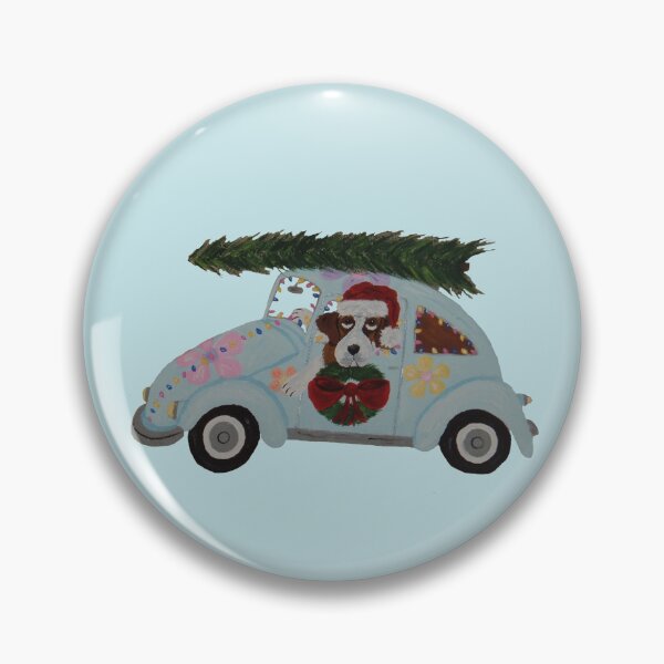 Item preview, Saint Bernard in Hippie Car at Christmas designed and sold by Squirreldumplings.