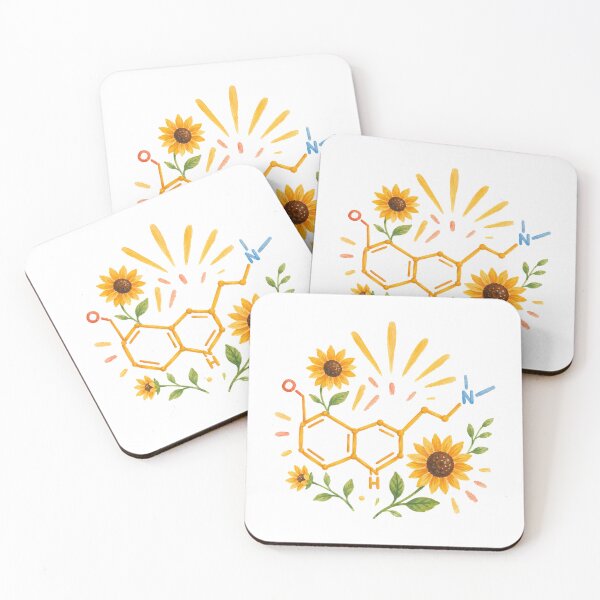 Item preview, Serotonin Molecule with Sunflowers Happy Chemical designed and sold by eignvalue.