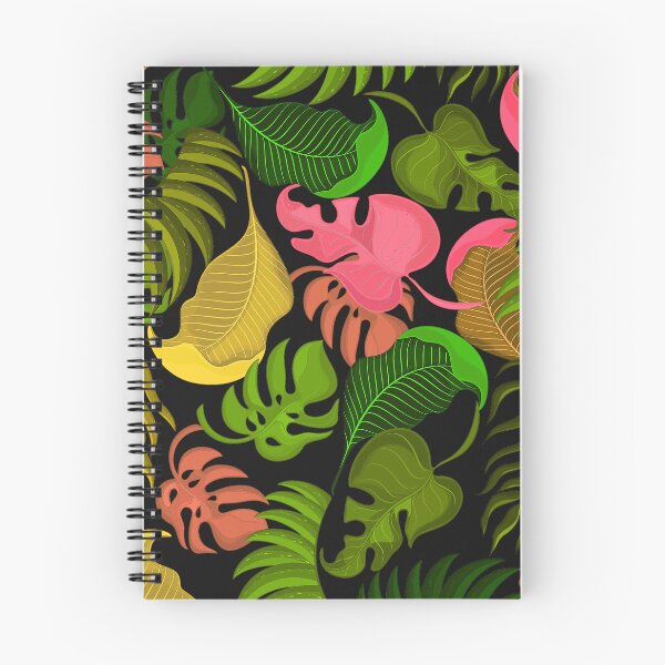 Item preview, Pink, Green, Yellow Tropical Leaves Pattern On Black designed and sold by DEC02.