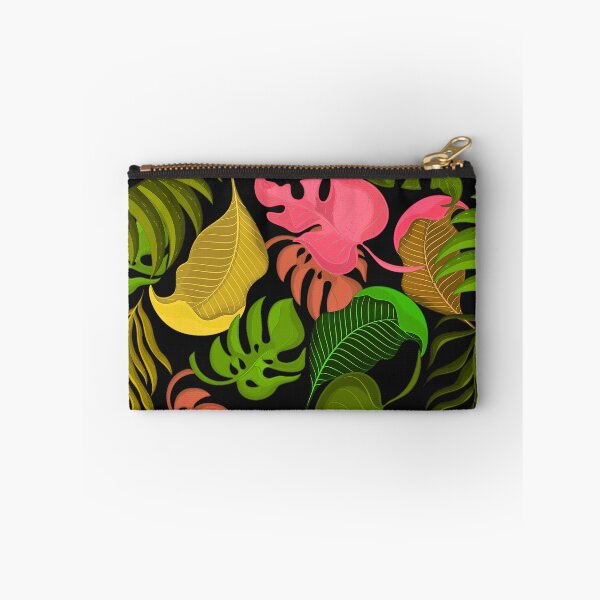 Item preview, Pink, Green, Yellow Tropical Leaves Pattern On Black designed and sold by DEC02.