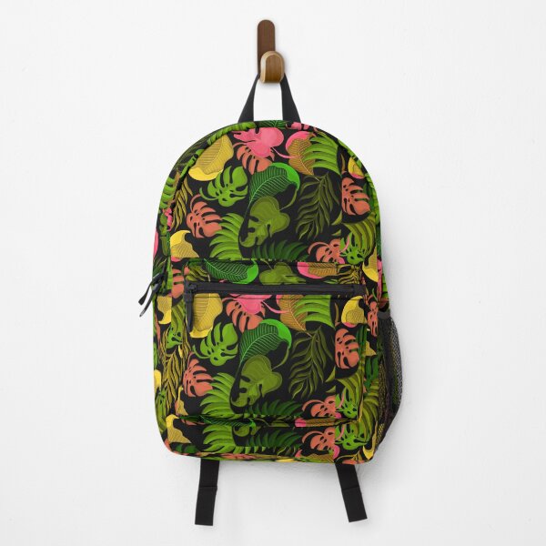 Item preview, Pink, Green, Yellow Tropical Leaves Pattern On Black designed and sold by DEC02.