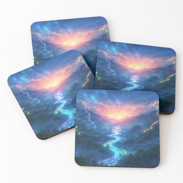 Item preview, Rivers of Light — Glowing Valley Anime Fantasy Landscape Art designed and sold by middelight-luna.