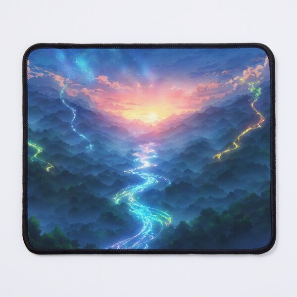 Item preview, Rivers of Light — Glowing Valley Anime Fantasy Landscape Art designed and sold by middelight-luna.
