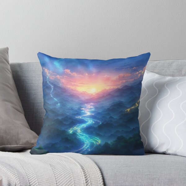 Item preview, Rivers of Light — Glowing Valley Anime Fantasy Landscape Art designed and sold by middelight-luna.