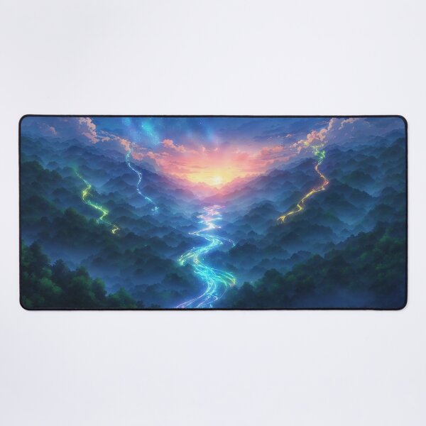Item preview, Rivers of Light — Glowing Valley Anime Fantasy Landscape Art designed and sold by middelight-luna.