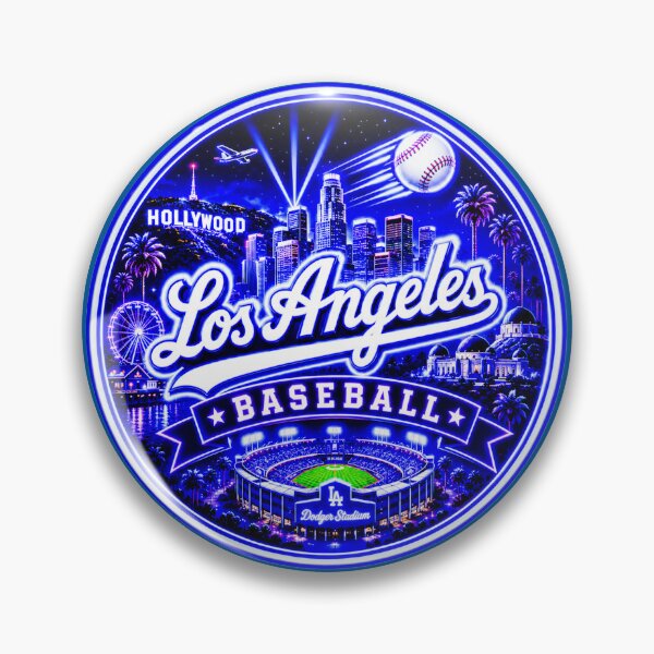 Item preview, Los Angeles Baseball Neon Night Skyline designed and sold by TKOprintdesigns.