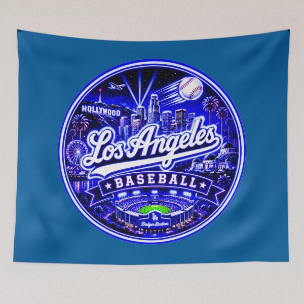 Item preview, Los Angeles Baseball Neon Night Skyline designed and sold by TKOprintdesigns.