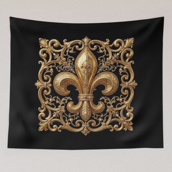 Item preview, Fleur De Lys Gold Ornate Baroque Luxury French Palace Heraldic Emblem designed and sold by ProjectNoah.