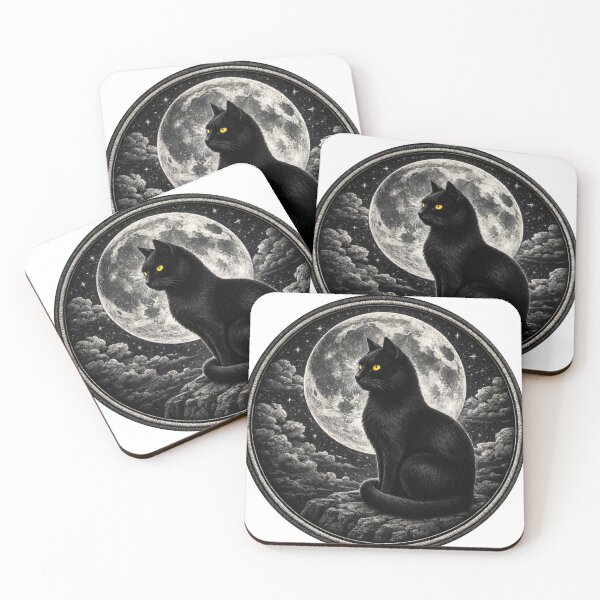 Item preview, Moonlit Guardian Cat designed and sold by ImagineNature.