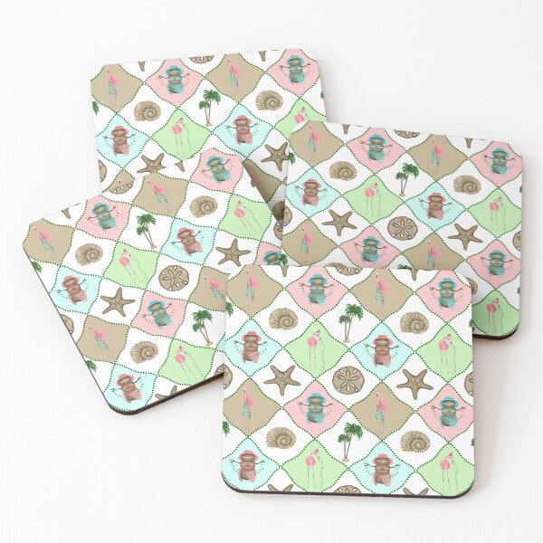 Item preview, Harlequin Quilt Design Part of Coastal Christmas Collection in Pink, Blue and Sand designed and sold by PD-Coastal.