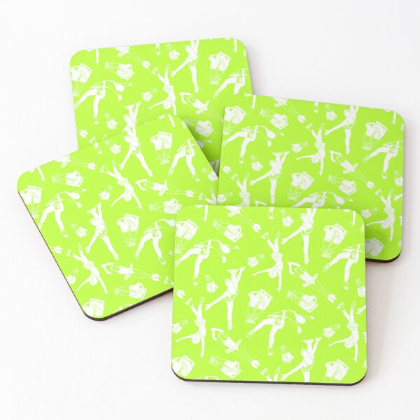 Item preview, Female Figure Skaters Retro Pop Collection in Vibrant Lime designed and sold by Purposely Designed.
