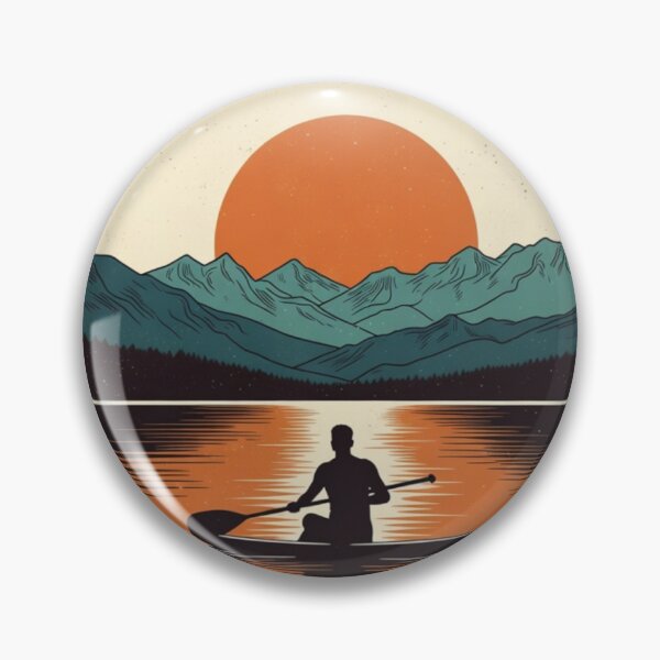 Item preview, Mountain Sunset Paddle Board Wall Art | Retro Lake Adventure Printable designed and sold by GalleryPeak.