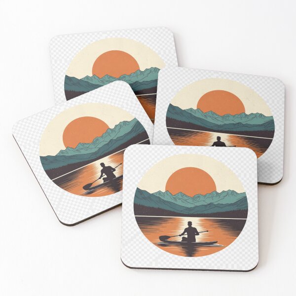 Item preview, Mountain Sunset Paddle Board Wall Art | Retro Lake Adventure Printable designed and sold by GalleryPeak.