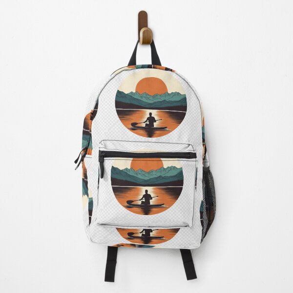 Item preview, Mountain Sunset Paddle Board Wall Art | Retro Lake Adventure Printable designed and sold by GalleryPeak.