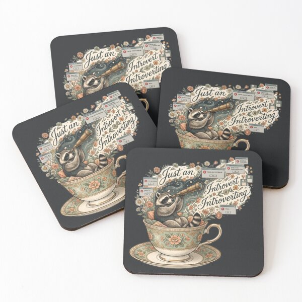 Item preview, Just An Introvert Introverting - Surreal Raccoon Teacup Art designed and sold by krish-prints.