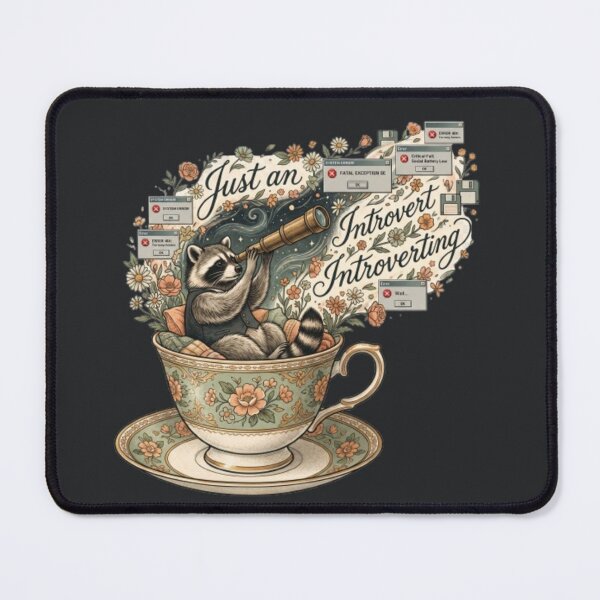 Item preview, Just An Introvert Introverting - Surreal Raccoon Teacup Art designed and sold by krish-prints.