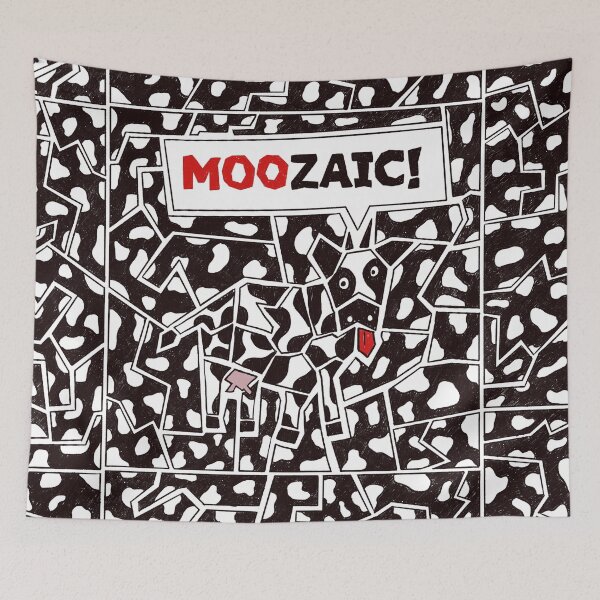 Item preview, Moozaic Funny Cow Cowprint Mosaic Doodle designed and sold by Dibujo Divertido.