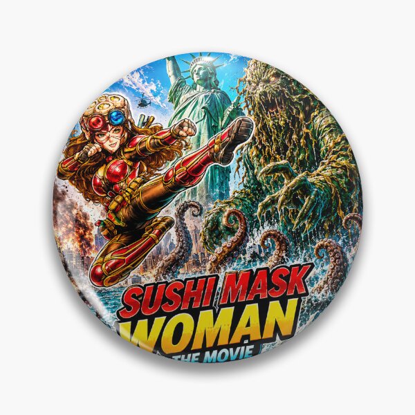 Item preview, SUSHI MASK WOMAN THE MOVIE: Seaweed Monster Invasion! NYC in Ruins? designed and sold by Surreal Characters & Cute Pups.