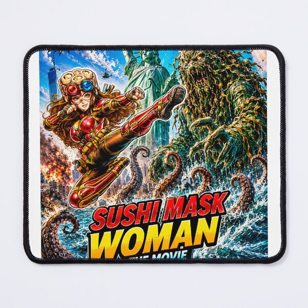 Item preview, SUSHI MASK WOMAN THE MOVIE: Seaweed Monster Invasion! NYC in Ruins? designed and sold by Surreal Characters & Cute Pups.