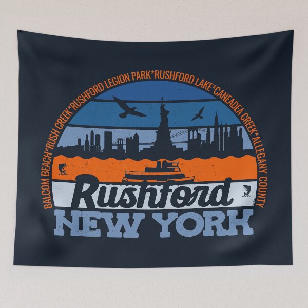 Item preview, Rushford New York Sunset Retro Vintage Local Pride Logo designed and sold by CRHPOD20.