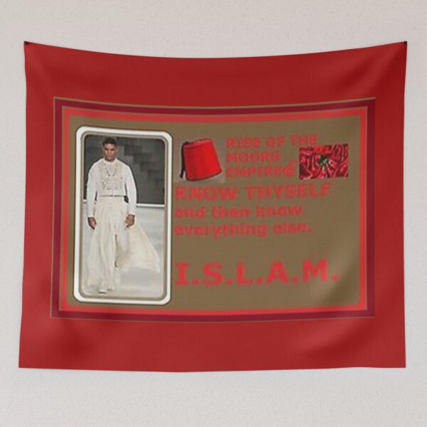 Item preview, Mu’ur (UM) Empire™ al-Benhadiel©™ design, Know Thyself, red background designed and sold by HardyKnitDesign.