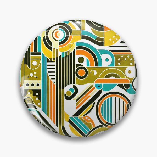 Item preview, Mid-Century Modern Mustard, Aqua, And Olive Hues Geometric designed and sold by DEC02.
