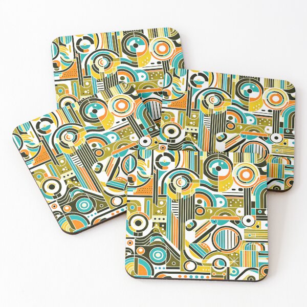 Item preview, Mid-Century Modern Mustard, Aqua, And Olive Hues Geometric designed and sold by DEC02.