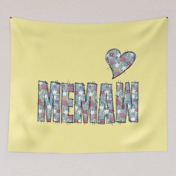 Item preview, MEMAW Grandma Floral Stitch Pattern with yellow background  designed and sold by missmann.