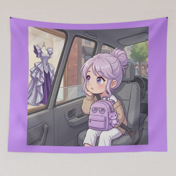 Item preview, Anime Girl Dreaming Purple Dress designed and sold by Azurart2.