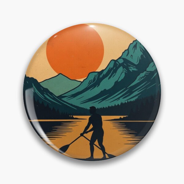 Item preview, Paddle Board Sunset Wall Art | Retro Mountain Lake Printable designed and sold by GalleryPeak.