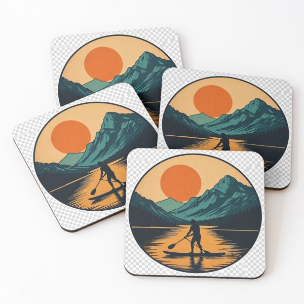Item preview, Paddle Board Sunset Wall Art | Retro Mountain Lake Printable designed and sold by GalleryPeak.