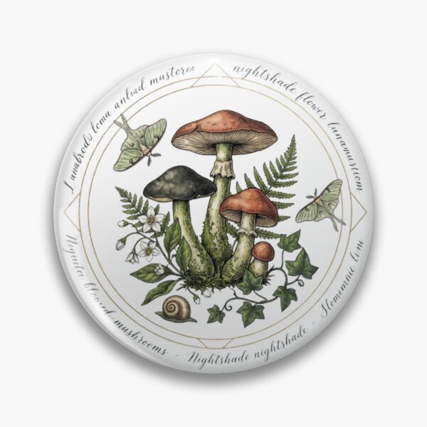 Item preview, Vintage Mystical Forest Mushrooms and Luna Moth Botanical Art designed and sold by krish-prints.