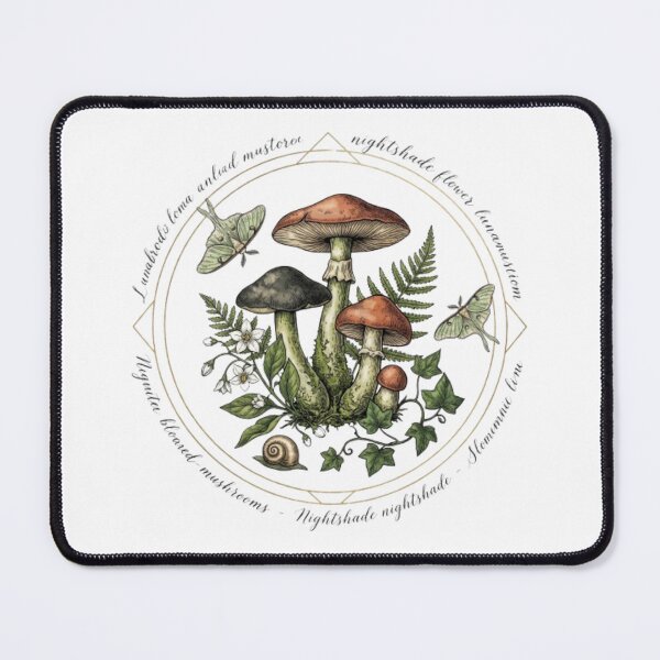 Item preview, Vintage Mystical Forest Mushrooms and Luna Moth Botanical Art designed and sold by krish-prints.