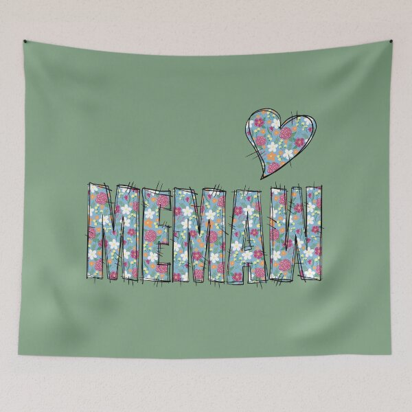 Item preview, MEMAW Grandma Floral Stitch Pattern with green background  designed and sold by missmann.
