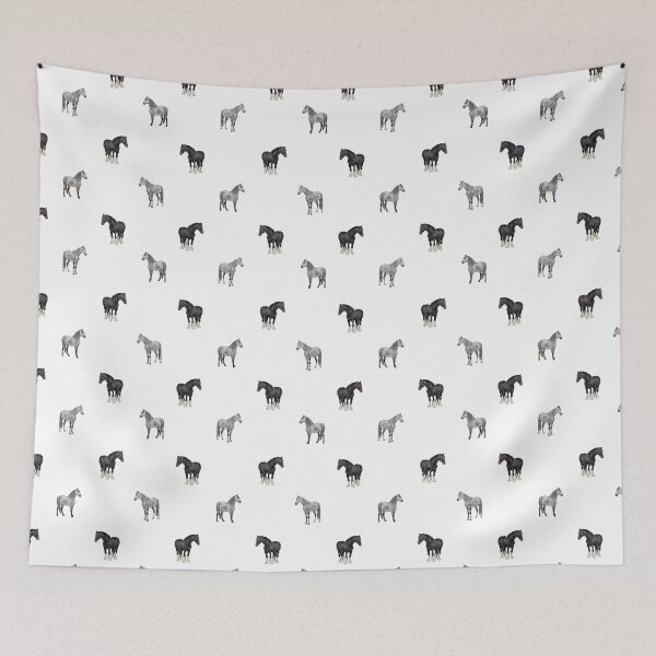 Item preview, Black And White watercolor horses on white designed and sold by Polachee.
