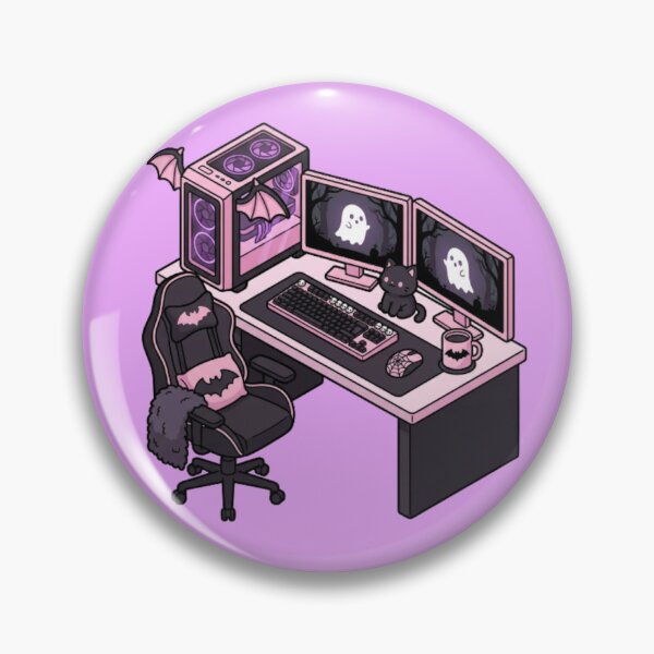 Item preview, Pastel Goth Gamer Girl PC Setup Spooky Kawaii designed and sold by CozyDesignsCo.
