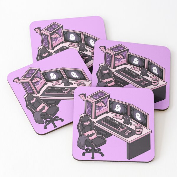 Item preview, Pastel Goth Gamer Girl PC Setup Spooky Kawaii designed and sold by CozyDesignsCo.