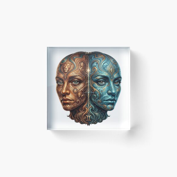 Item preview, Celestial Gemini Duality: Mythic Symbols Portrait designed and sold by SupernovaNote.