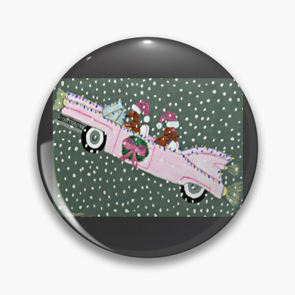 Item preview, Dachshunds in pink convertible at Christmas designed and sold by Squirreldumplings.