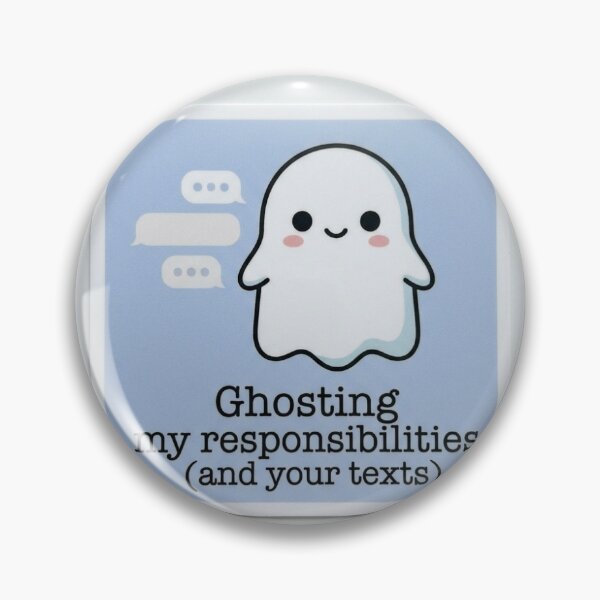 Item preview, Cute Kawaii Ghosting My Responsibilities and Your Texts Sticker designed and sold by The Existential Grind.