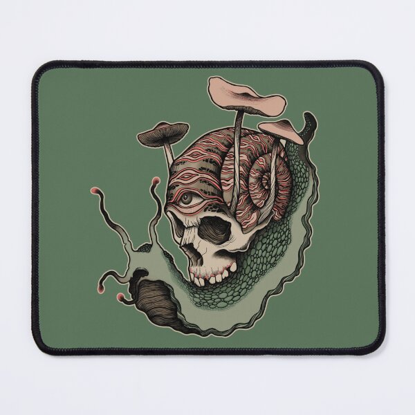 Item preview, Skull Snail Mushroom Dark Art Print | Gothic Nature Surreal Tattoo Style Illustration designed and sold by Jaes Bidwell Tattoo Artist Margaret River .