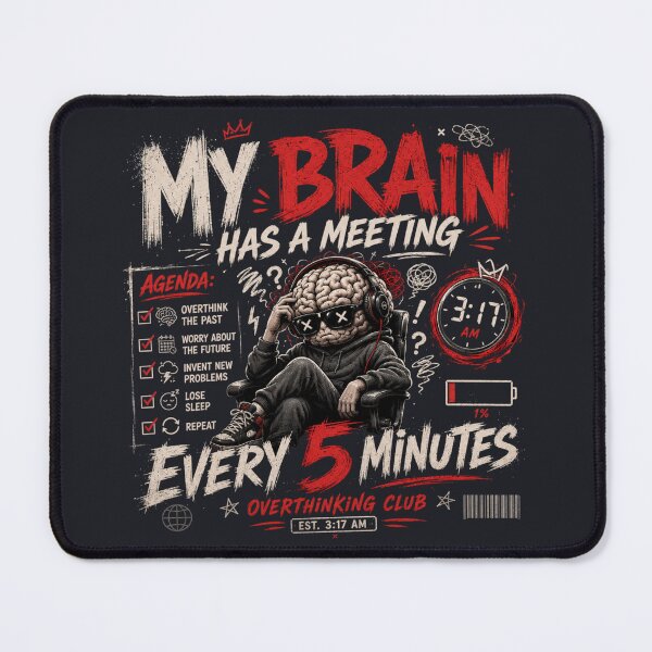 Item preview, MY BRAIN HAS A MEETING EVERY 5 MINUTES | OVERTHINKING CLUB T-SHIRT designed and sold by LowBatteryStudio ⭐.