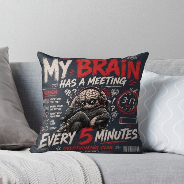 Item preview, MY BRAIN HAS A MEETING EVERY 5 MINUTES | OVERTHINKING CLUB T-SHIRT designed and sold by LowBatteryStudio ⭐.